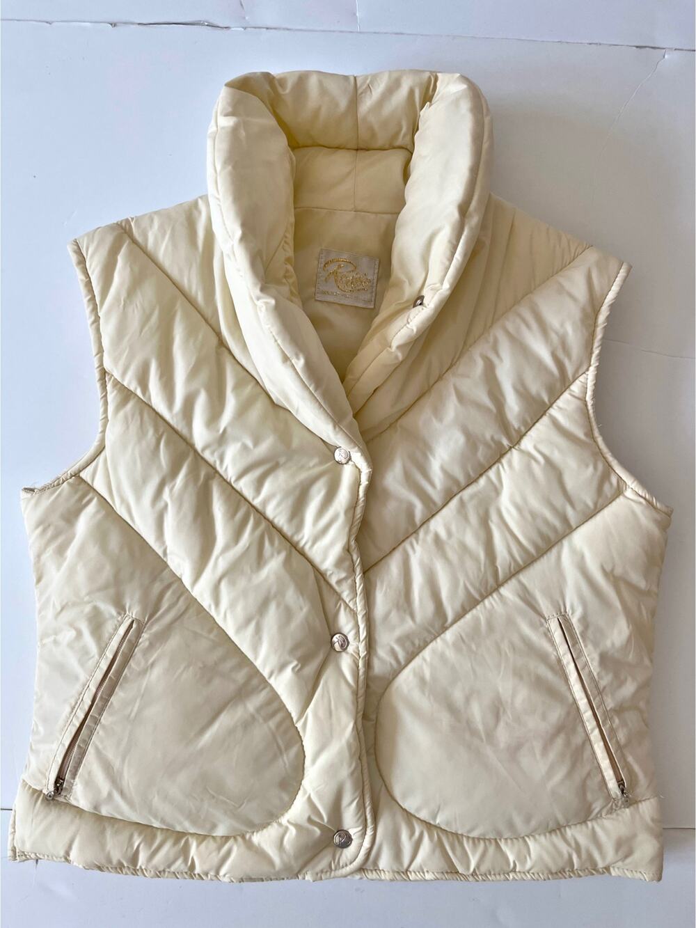 VTG Robbe Puffer Crop Vest Jacket Women S Cream Ski Outdoor Skiresort Snow Flaw